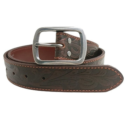 PILBARA WESTERN OVAL BUCKLE TOOLED LEATHER BELT-Ranges Country