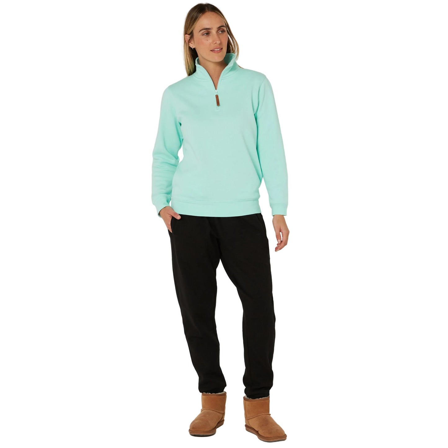 PILBARA WOMENS BEACH GLASS CLASSIC 1/4 ZIP JUMPER