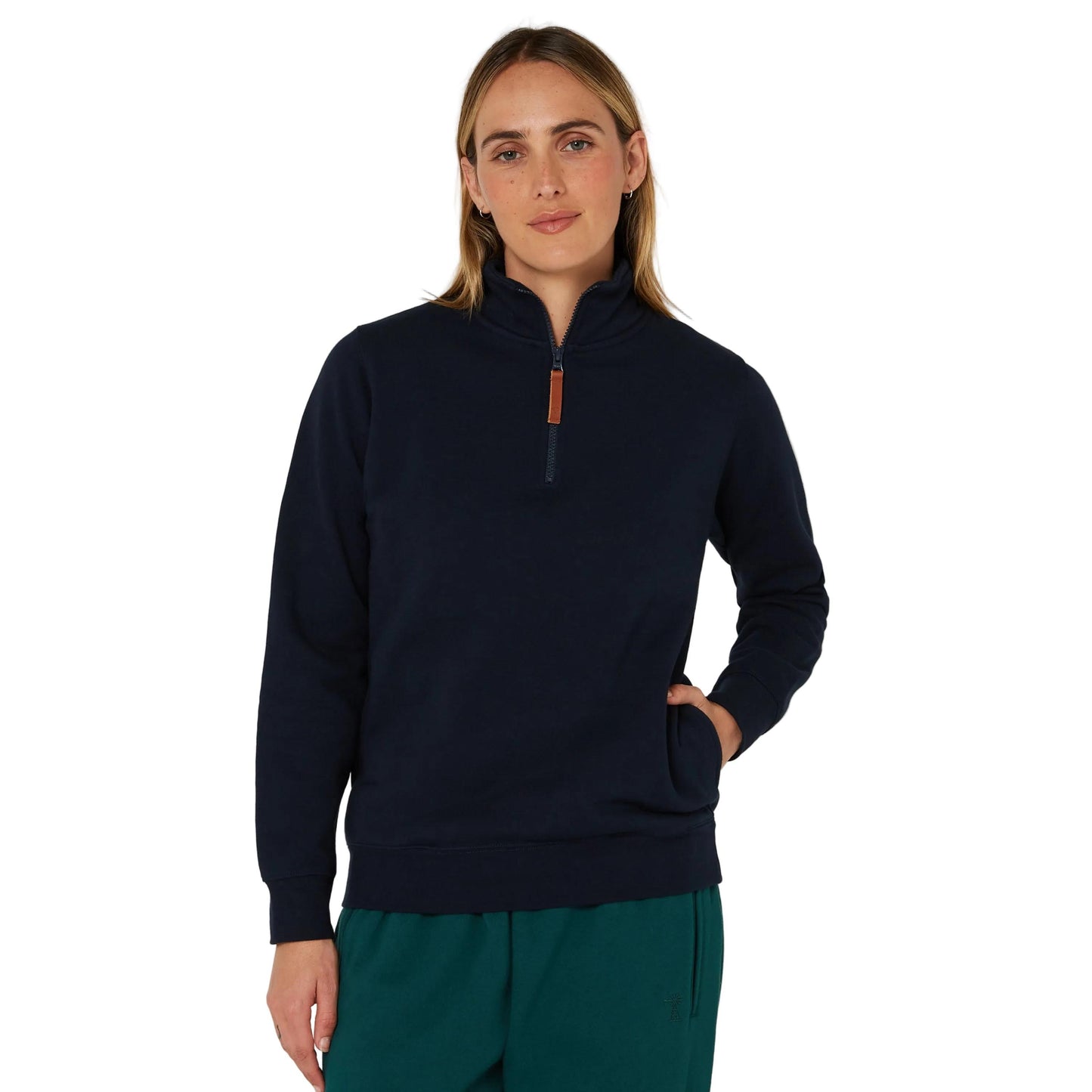 PILBARA WOMENS FRENCH NAVY CLASSIC 1/4 ZIP JUMPER-Ranges Country
