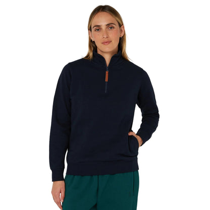 PILBARA WOMENS FRENCH NAVY CLASSIC 1/4 ZIP JUMPER-Ranges Country