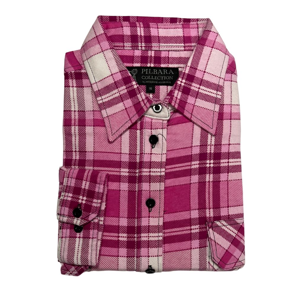 PILBARA WOMENS FULL BUTTON FLANNELETTE SHIRT