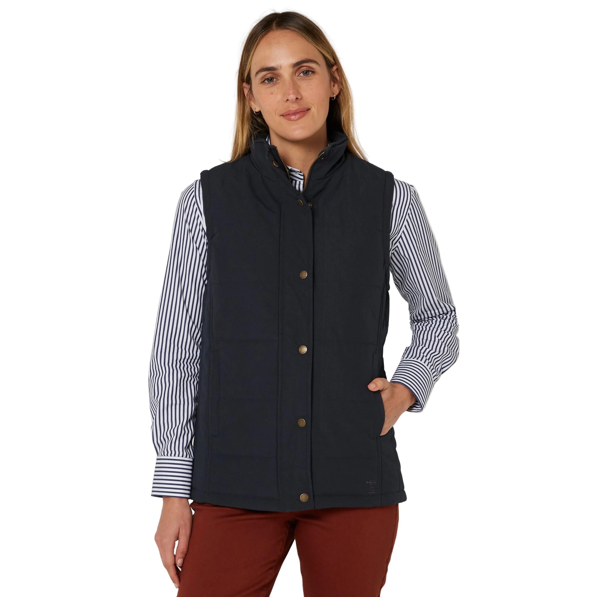 PILBARA WOMENS INK NAVY PADDED VEST-Ranges Country