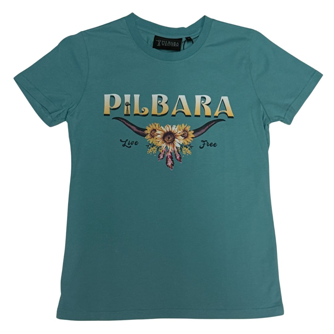 PILBARA WOMENS LIVE FREE TEE-Ranges Country