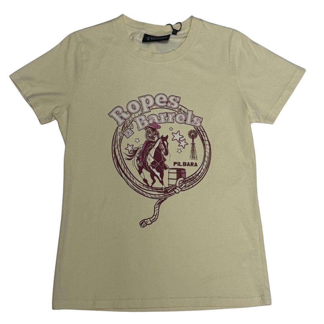 PILBARA WOMENS ROPES N BARRELS TEE-Ranges Country