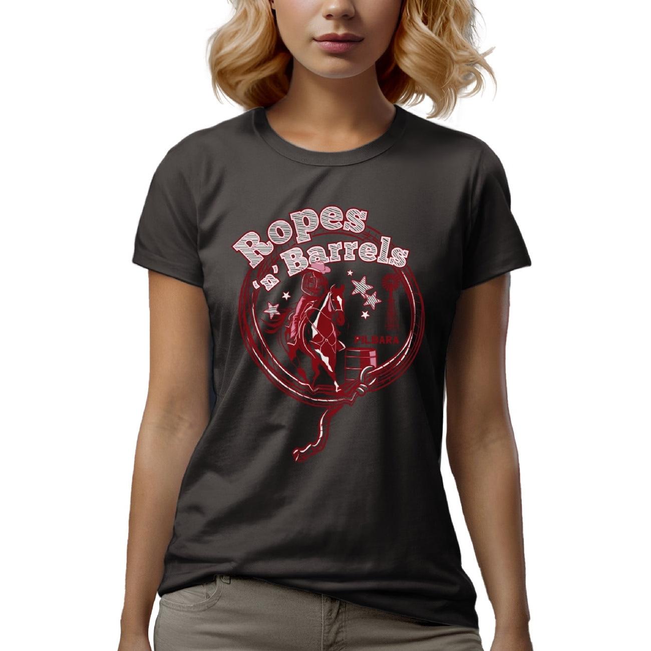 PILBARA WOMENS ROPES N BARRELS TEE-Ranges Country