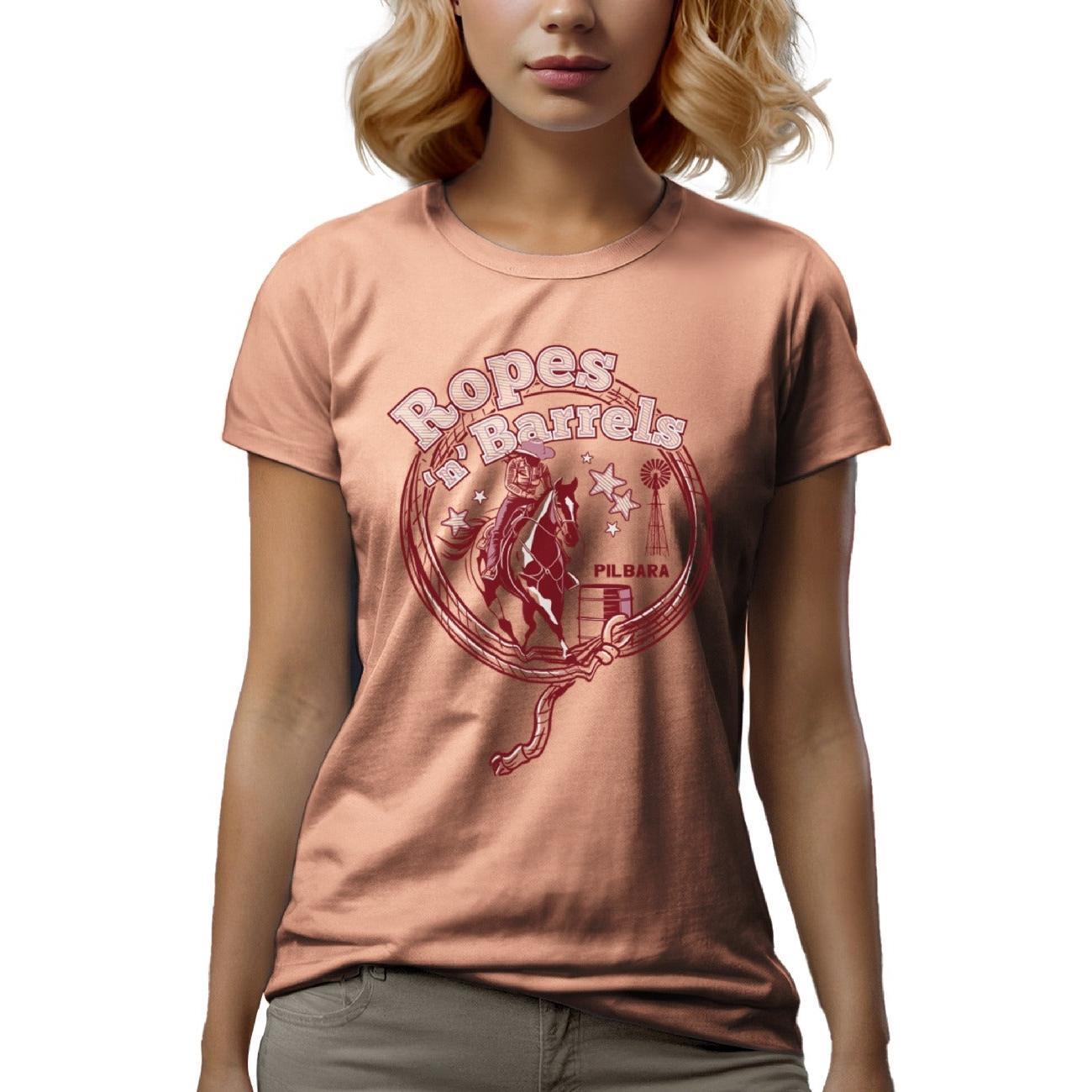 PILBARA WOMENS ROPES N BARRELS TEE-Ranges Country