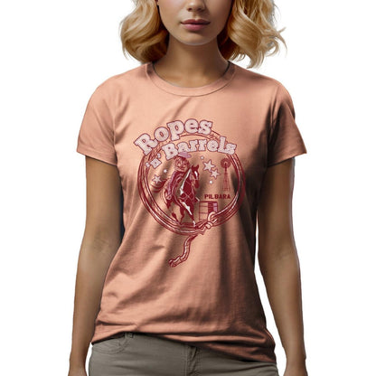 PILBARA WOMENS ROPES N BARRELS TEE-Ranges Country