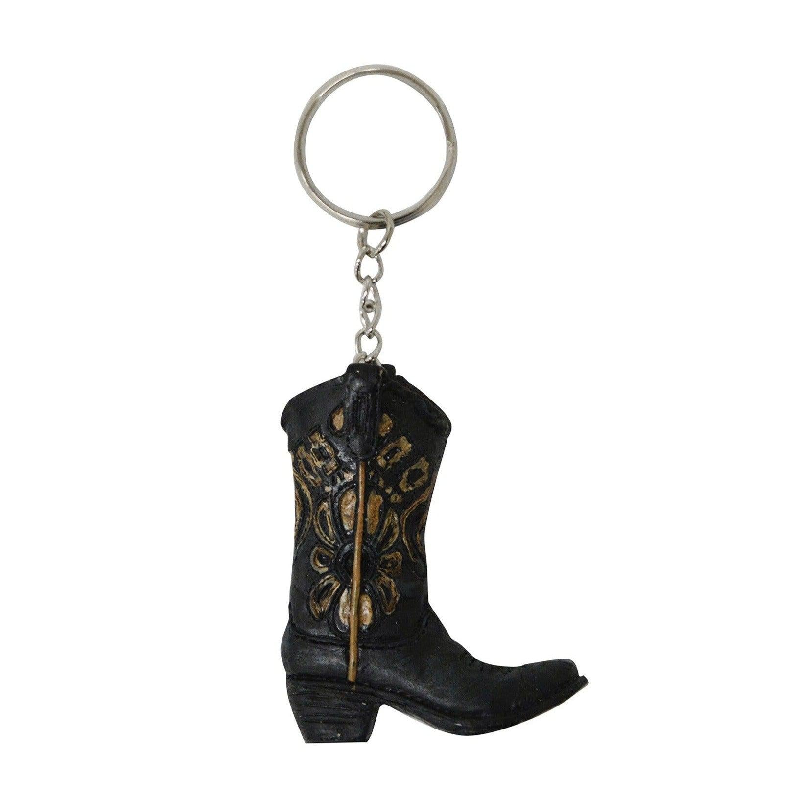 PURE WESTERN BLACK FLOWER BOOT KEY RING-Ranges Country