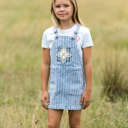 PURE WESTERN GIRLS FREYA STRIPE DENIM PINAFORE DRESS
