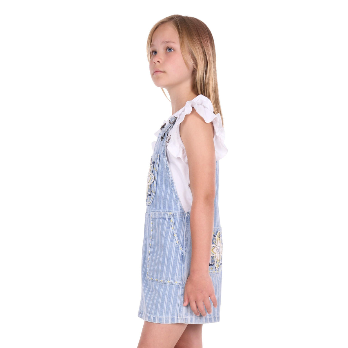 PURE WESTERN GIRLS FREYA STRIPE DENIM PINAFORE DRESS