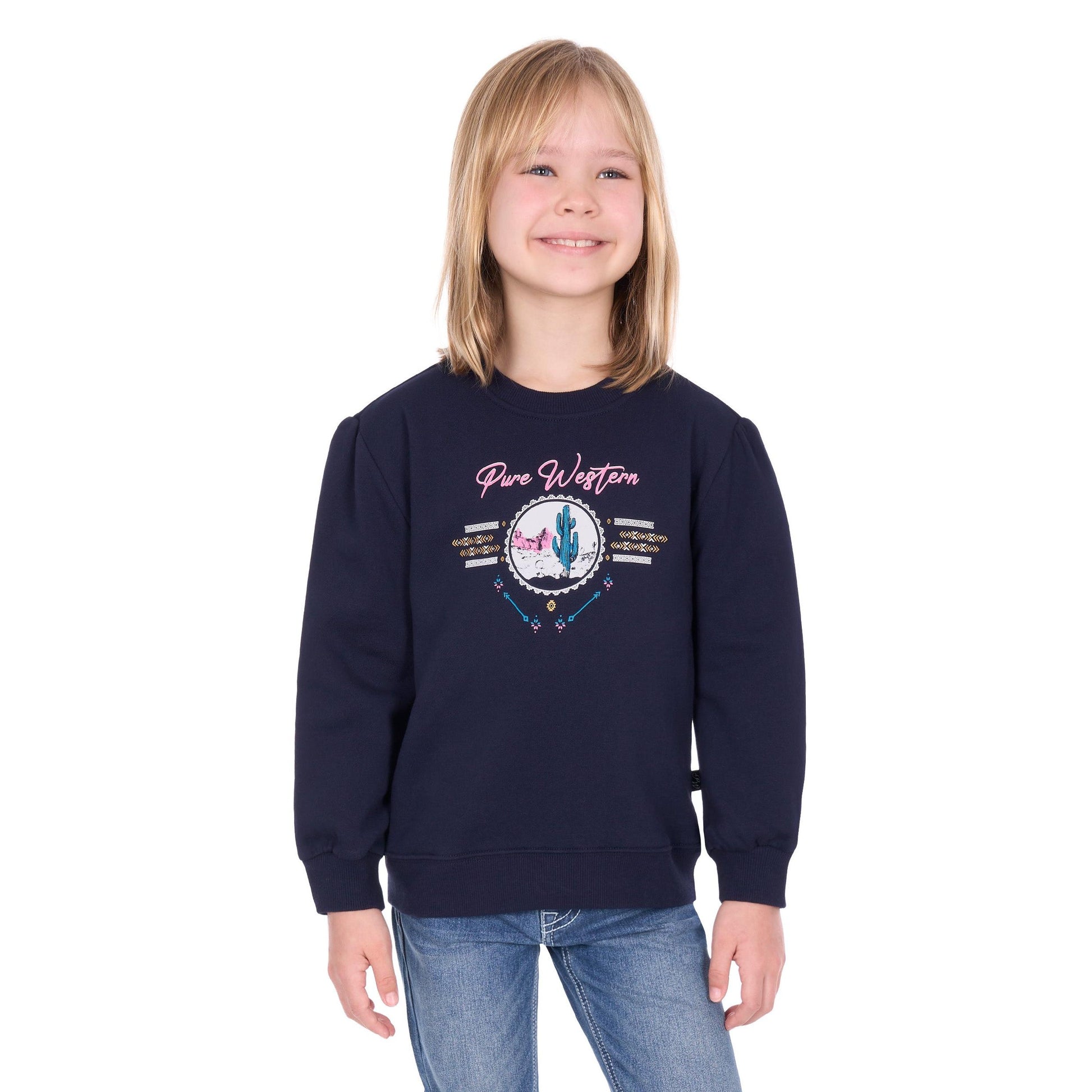 PURE WESTERN GIRLS SANDY CREW JUMPER-Ranges Country