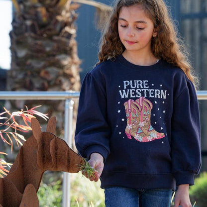 PURE WESTERN GIRLS SIENNA CREW JUMPER-Ranges Country