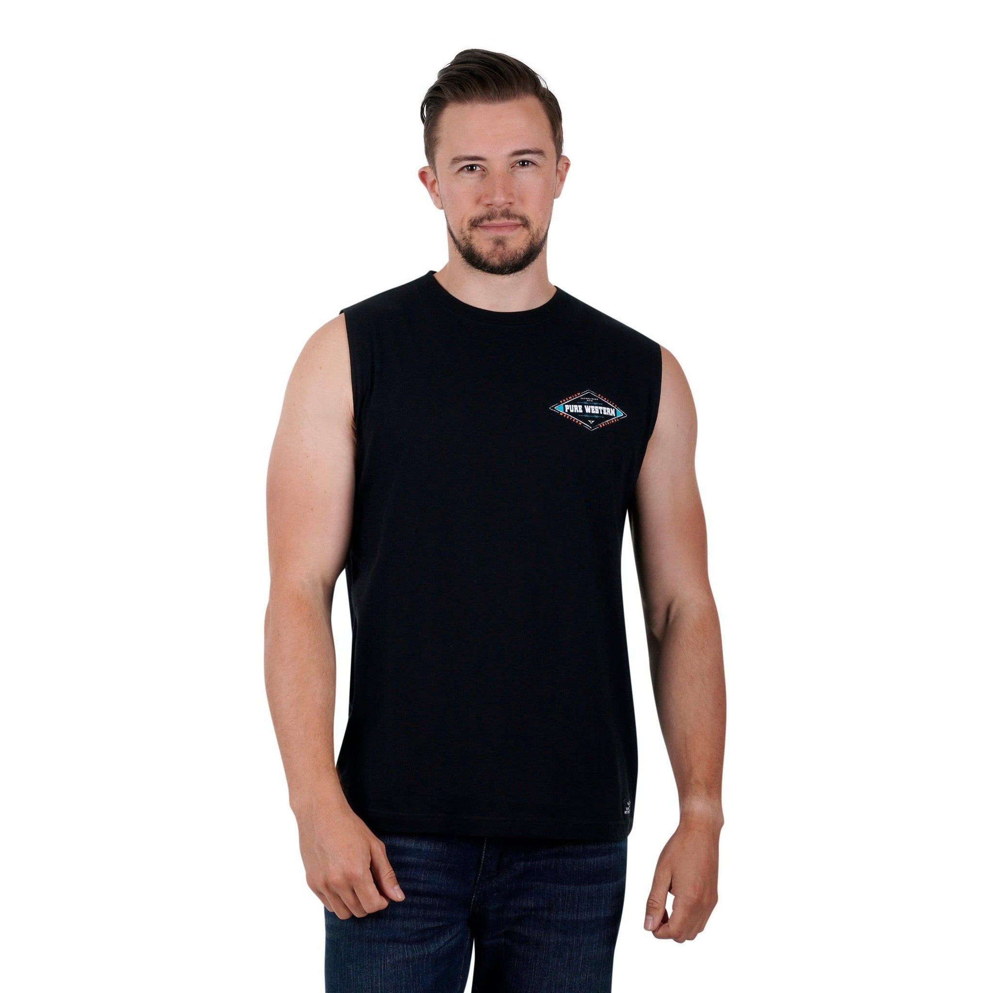 PURE WESTERN MENS DAMIAN MUSCLE TANK-Ranges Country