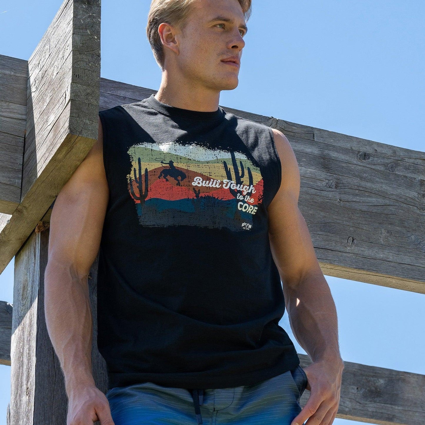 PURE WESTERN MENS TERRY MUSCLE TANK