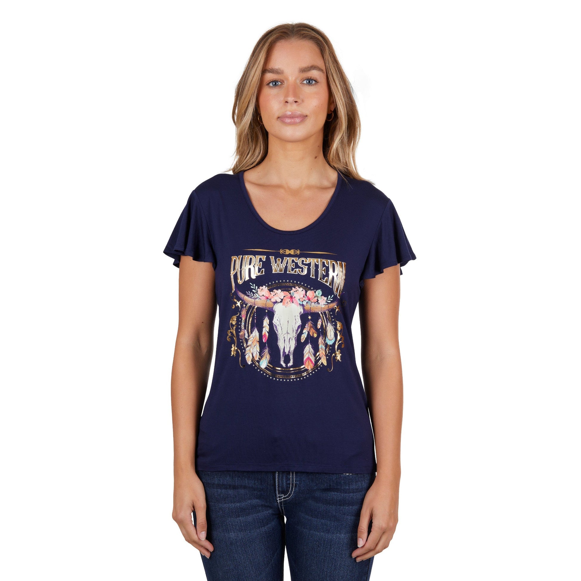PURE WESTERN WOMENS BECKY TEE-Ranges Country