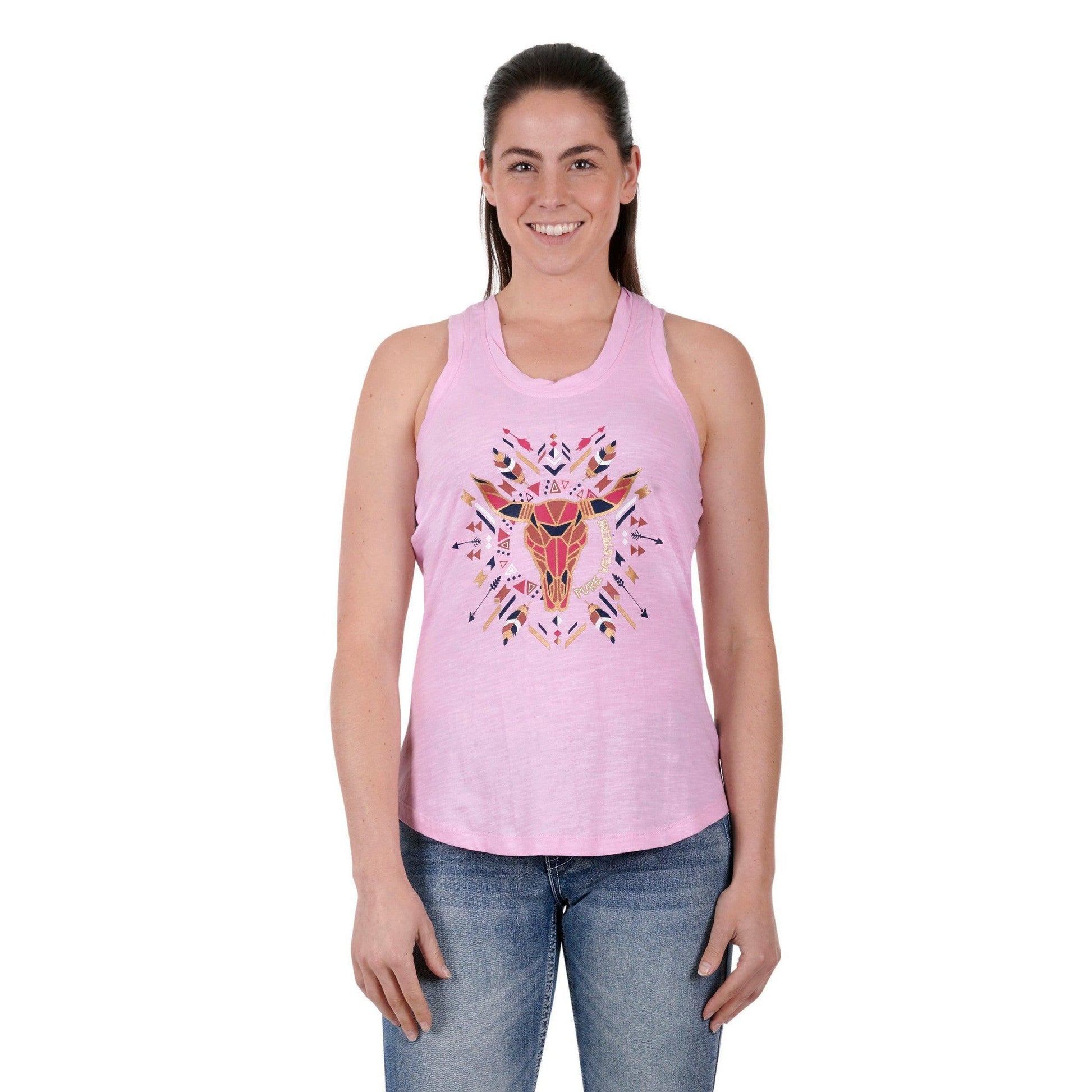 PURE WESTERN WOMENS CAPRI TANK-Ranges Country