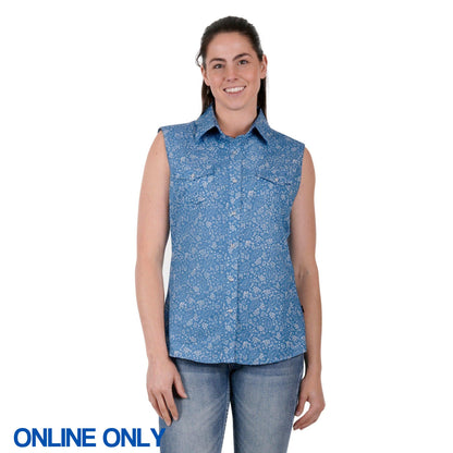 PURE WESTERN WOMENS GISELLE SLEEVELESS SHIRT-Ranges Country