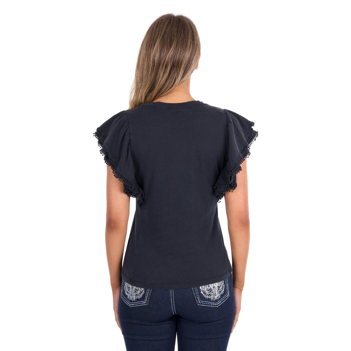 PURE WESTERN WOMENS LEAH FLUTTER TEE