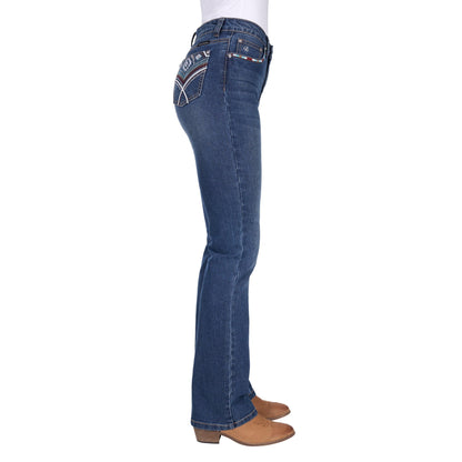 PURE WESTERN WOMENS MARY HIGH RISE BOOT CUT JEANS 32in