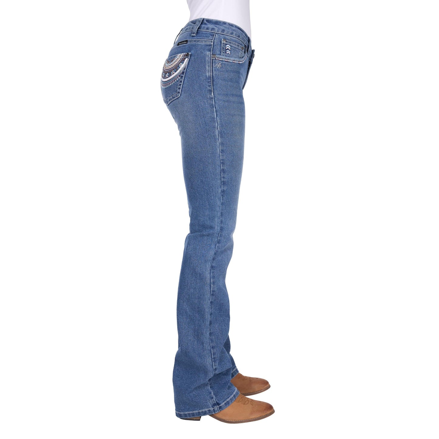 PURE WESTERN WOMENS PAT RELAXED RIDER JEANS 36in