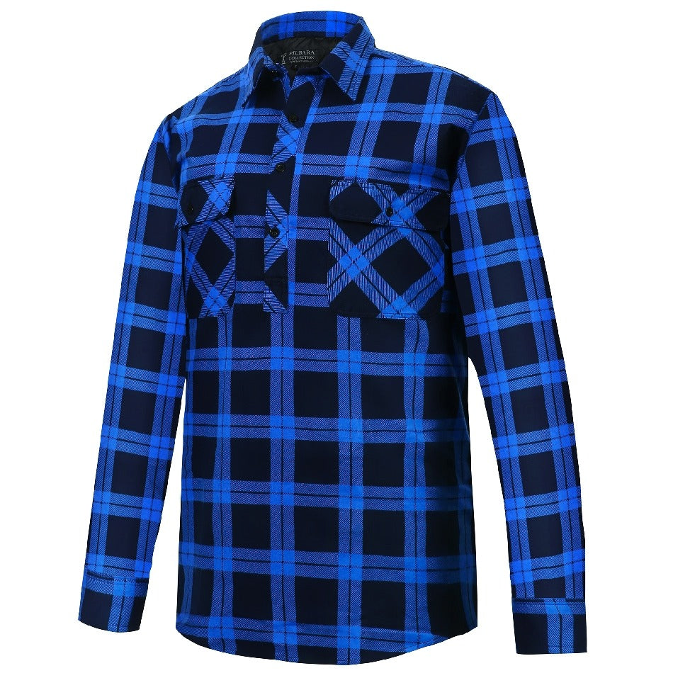 RITEMATE MENS HALF BUTTON FLANNELETTE SHIRT-Ranges Country