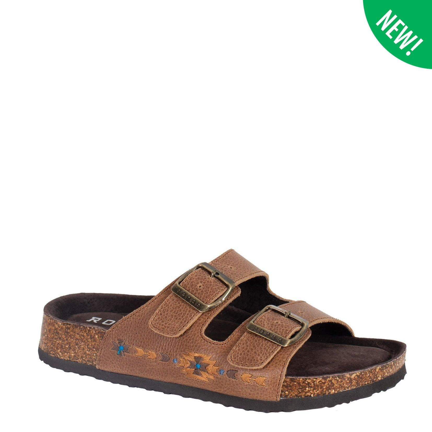 ROPER WOMENS DELILAH AZTEC LEATHER SANDALS-Ranges Country