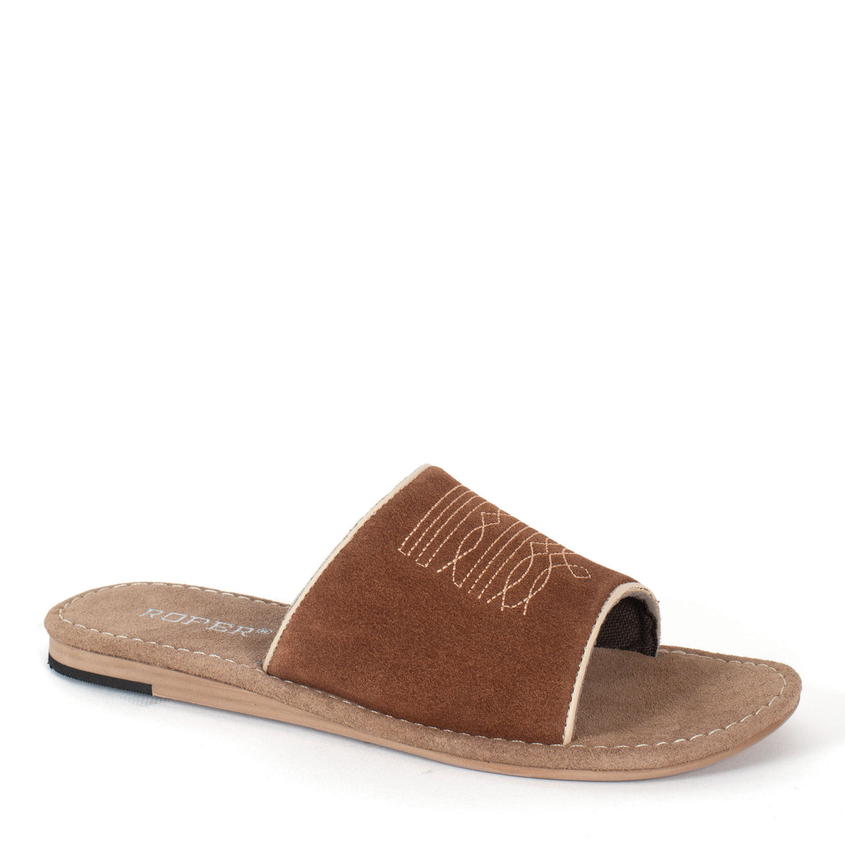ROPER WOMENS HAMPTON TAN SUEDE SLIDES-Ranges Country