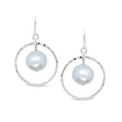 BEATEN HOOP WITH FRESHWATER PEARL EARRINGS-Ranges Country