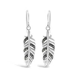 MARCASITE LEAF EARRINGS-Ranges Country