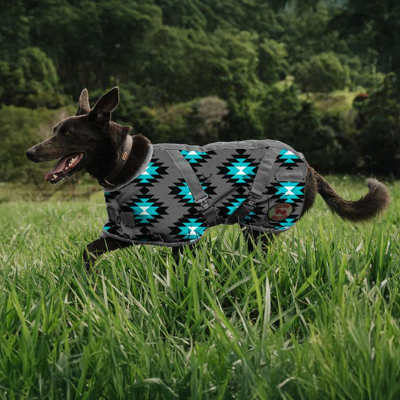 THERMO MASTER SUPREME TURQUOISE AZTEC DOG COAT-Ranges Country