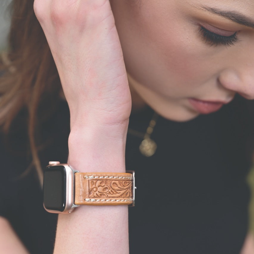 TOOLED LEATHER APPLE WATCH STRAP