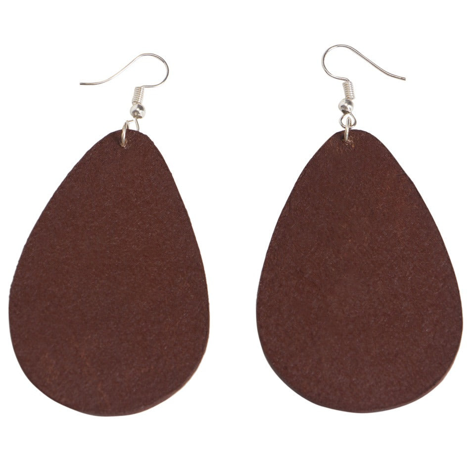 TOOLED LEATHER PEAR DROP EARRINGS