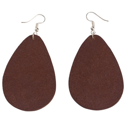 TOOLED LEATHER PEAR DROP EARRINGS