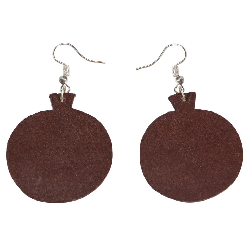 TOOLED LEATHER ROUND DROP EARRINGS