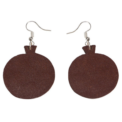 TOOLED LEATHER ROUND DROP EARRINGS