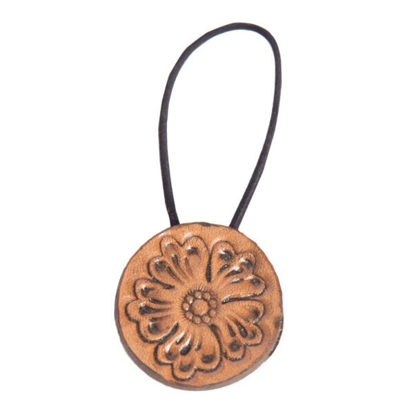 TOOLED LEATHER ROUND HAIR TIE