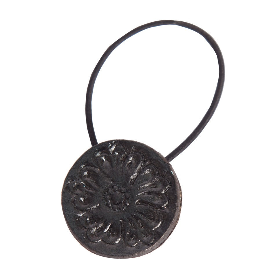 TOOLED LEATHER ROUND HAIR TIE