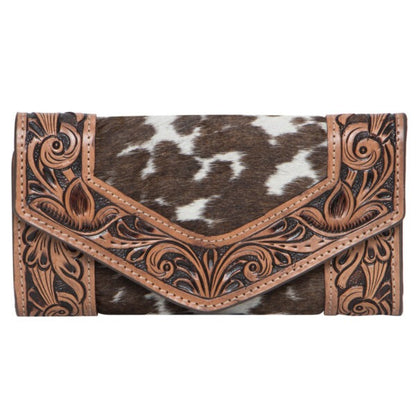 TOOLED LEATHER TRIFOLD COWHIDE WALLET