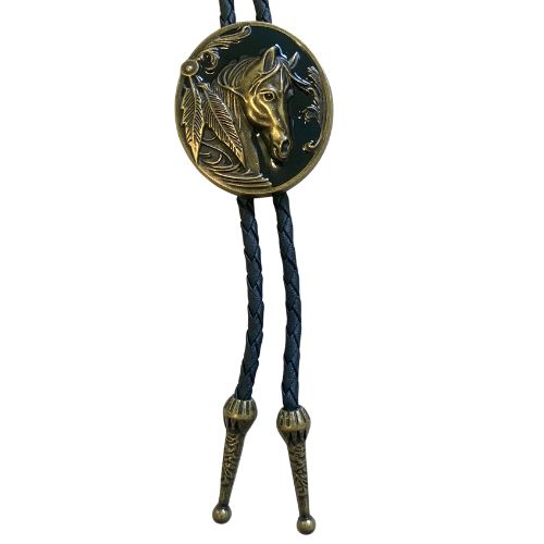 TULMUR BLACK ENAMEL HORSE BOLO TIE-Ranges Country