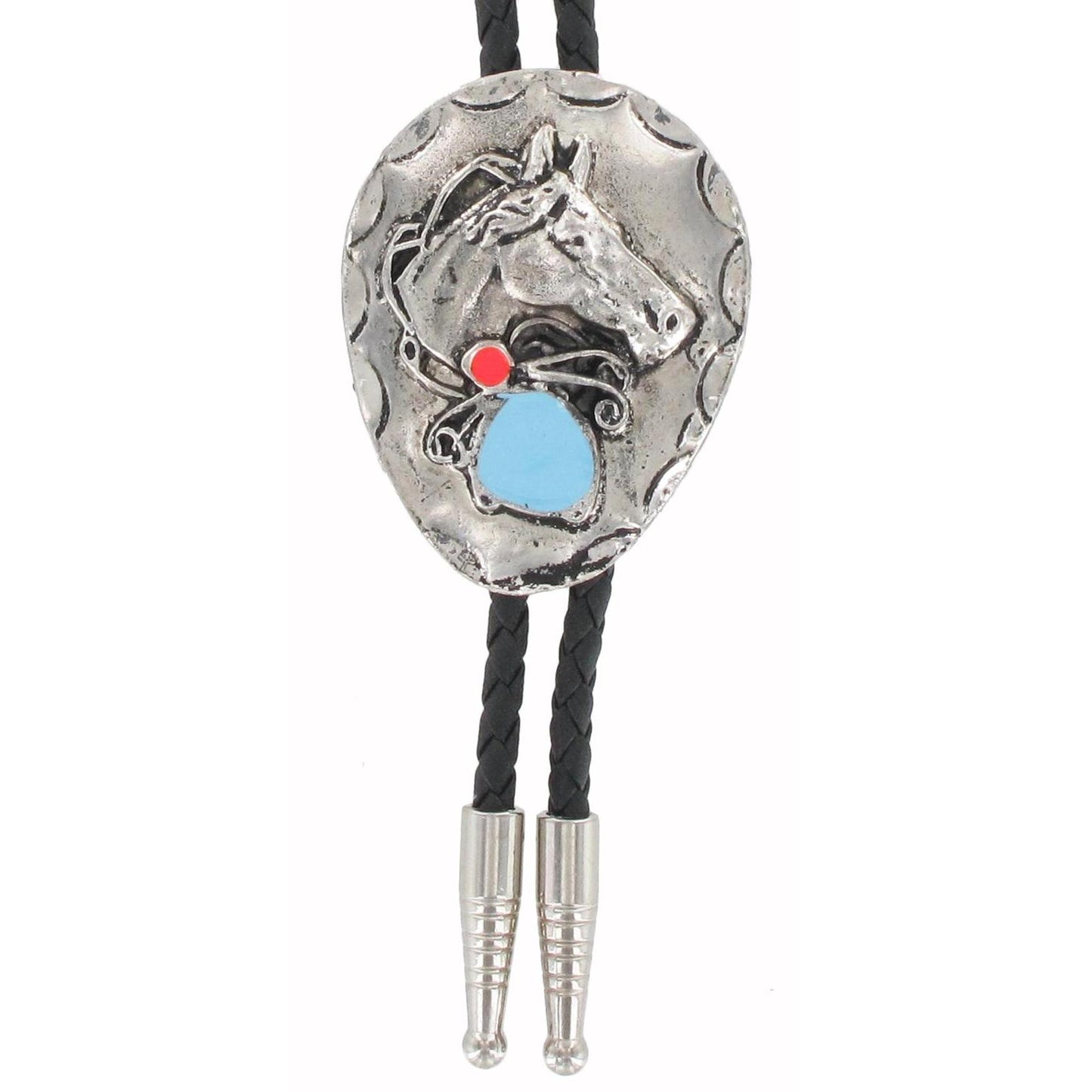 TULMUR RHODIUM OVAL HORSEHEAD BOLO TIE-Ranges Country