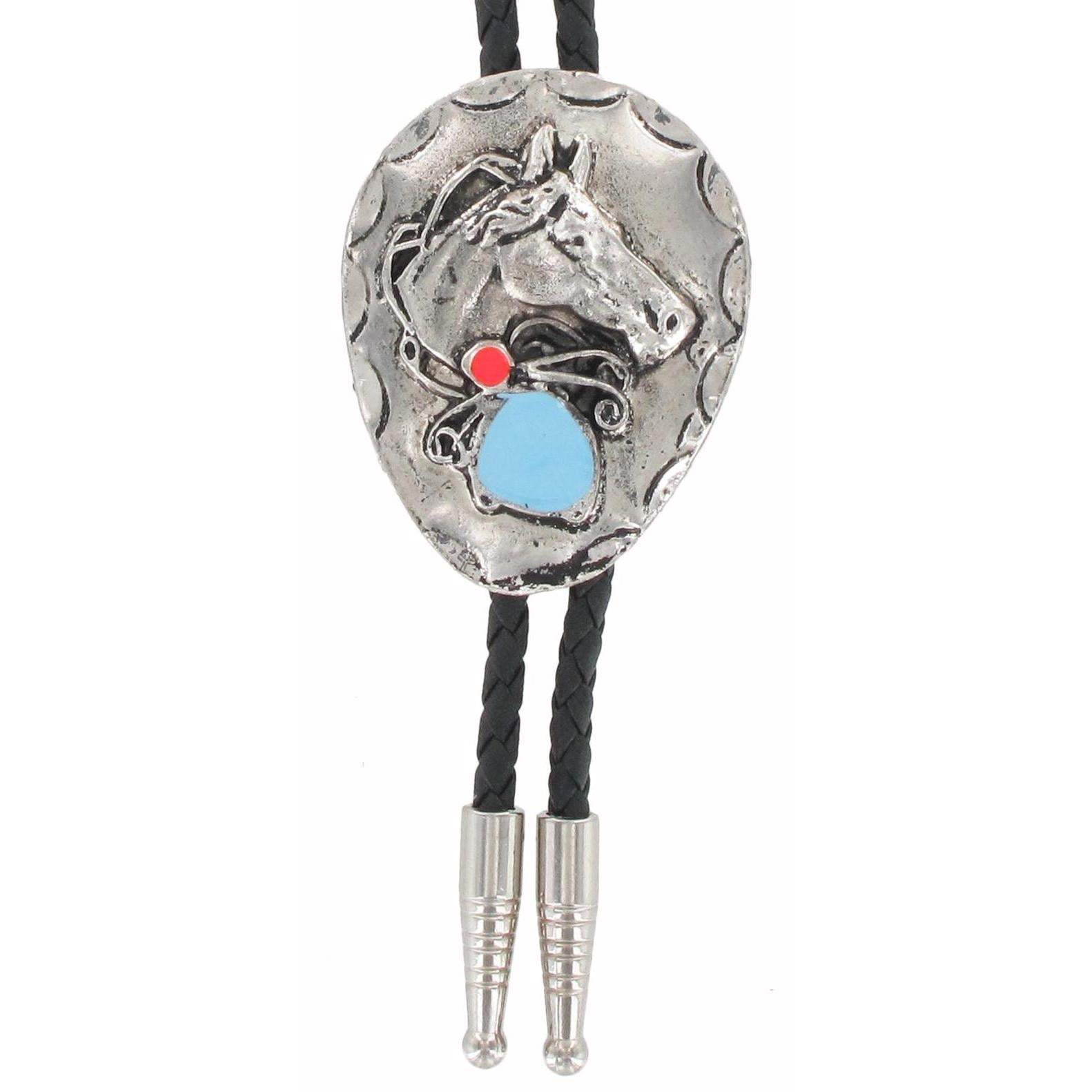 TULMUR RHODIUM OVAL HORSEHEAD BOLO TIE-Ranges Country