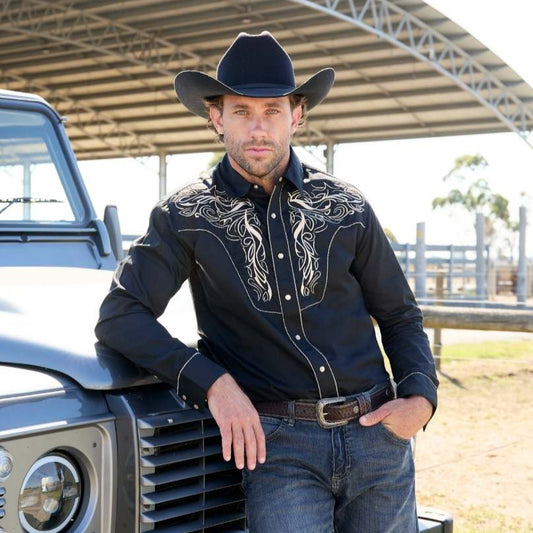 WRANGLER MENS CARLOS EMBROIDERED SHIRT-Ranges Country