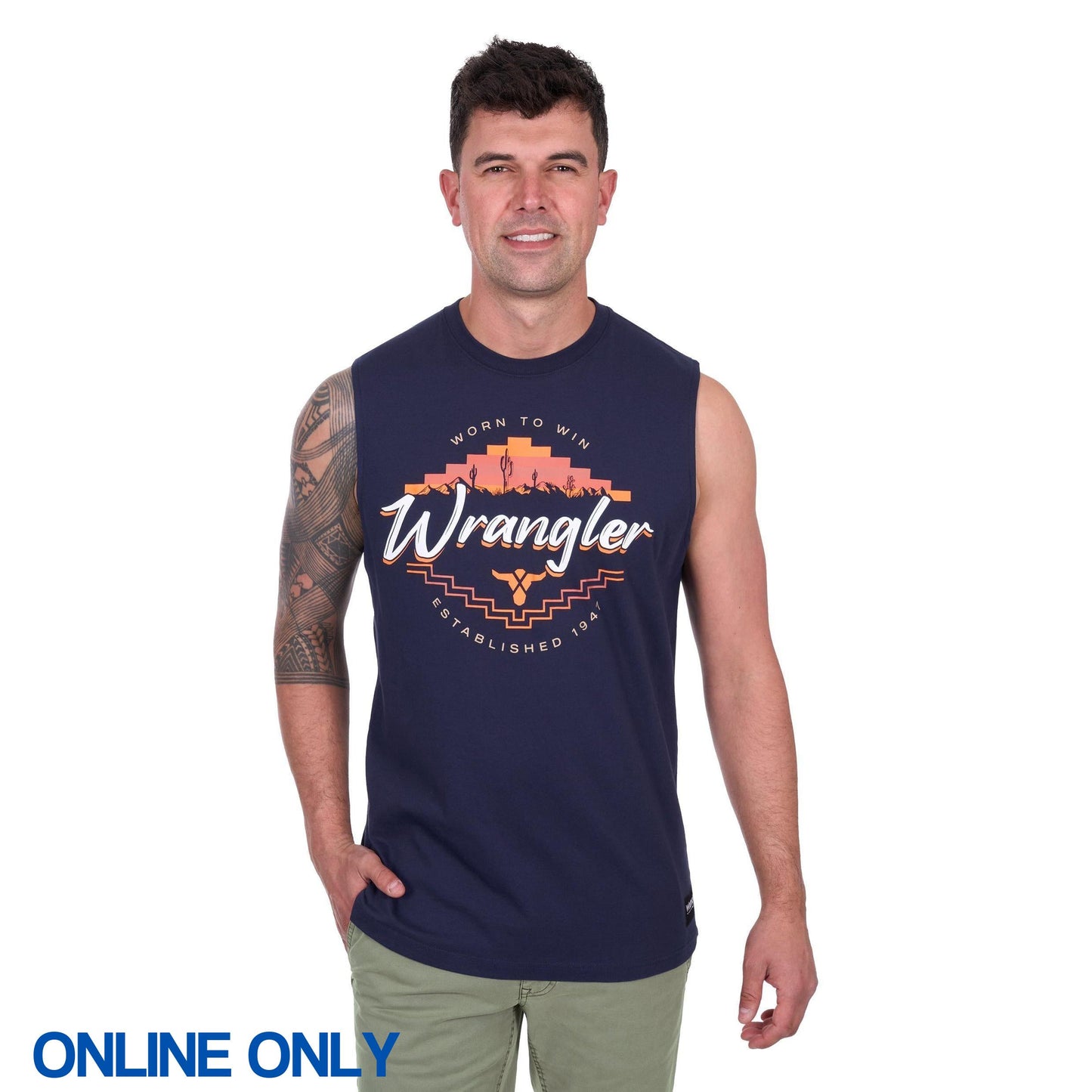 WRANGLER MENS MARIO MUSCLE TANK-Ranges Country