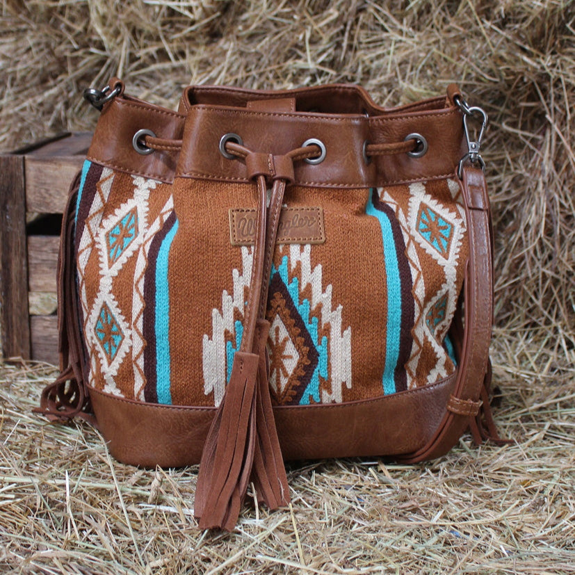 WRANGLER SOUTHWESTERN MAYA AZTEC BUCKET BAG