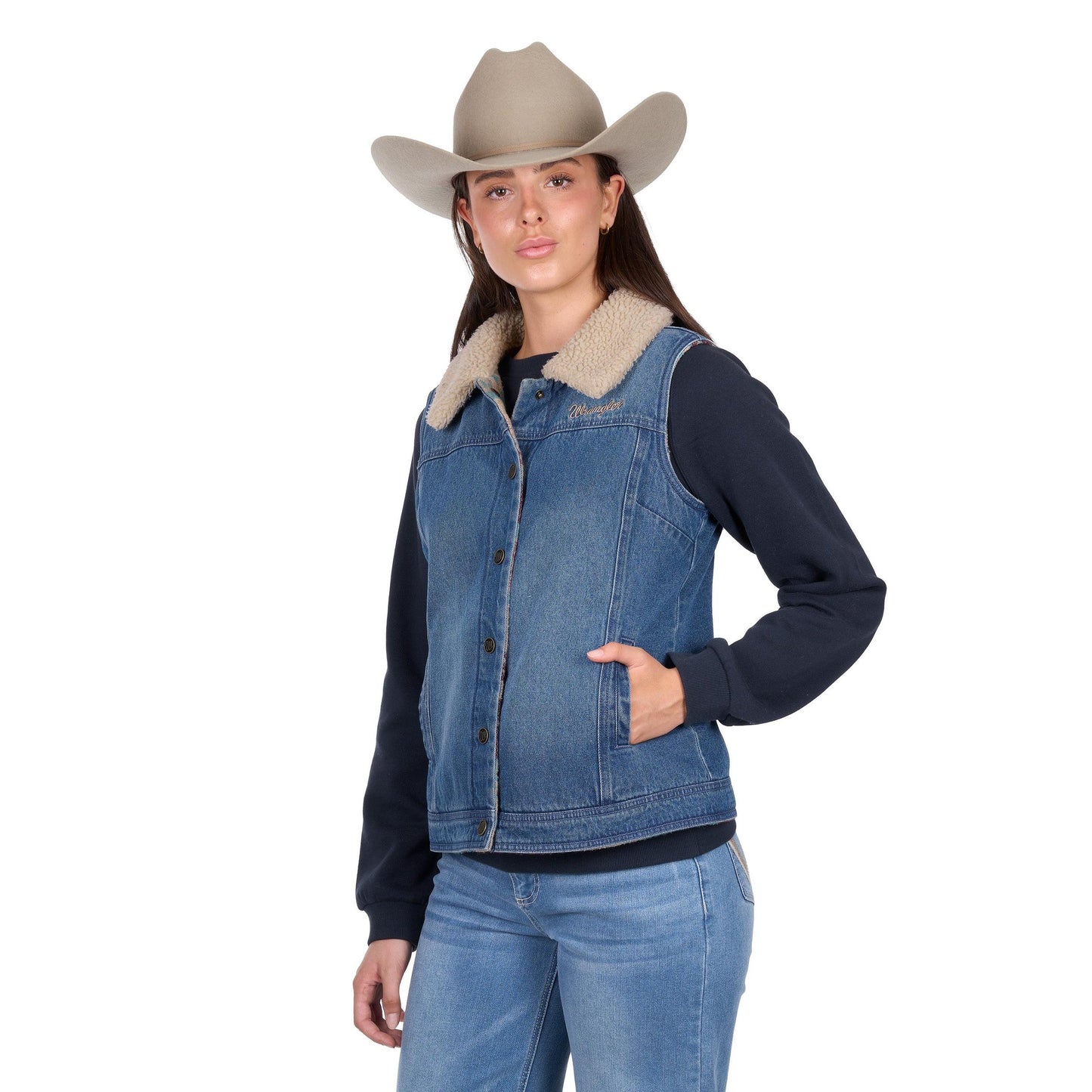 WRANGLER WOMENS DIXIE REVERSIBLE DENIM VEST