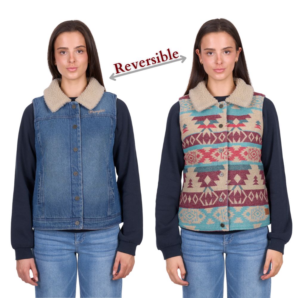 WRANGLER WOMENS DIXIE REVERSIBLE DENIM VEST-Ranges Country