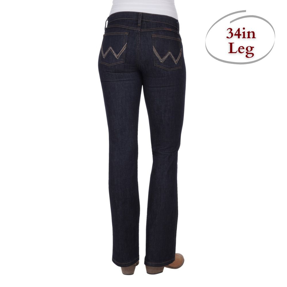 WRANGLER WOMENS Q BABY RIDING JEANS (34 LEG)-Ranges Country