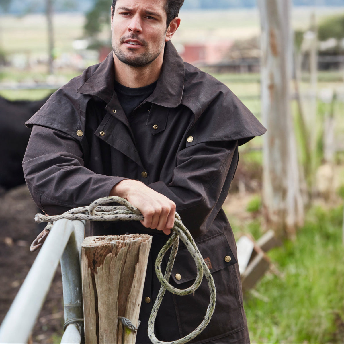 BURKE & WILLS BALRANALD OILSKIN SHORT COAT