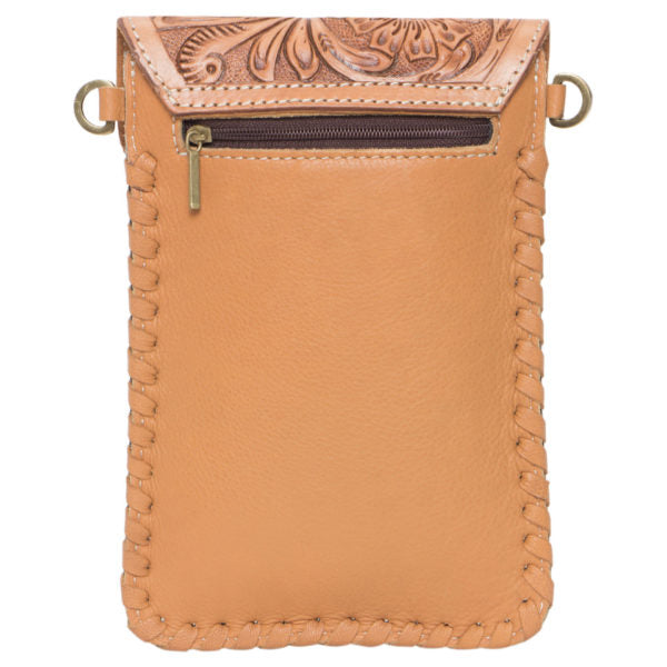TOLE TOOLED LEATHER AND COWHIDE PHONE BAG