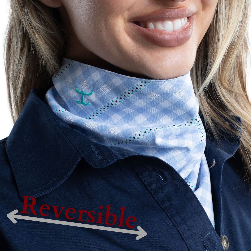 JUST COUNTRY CARLEE DOUBLE SIDED BLUE & WHITE CHECK SCARF